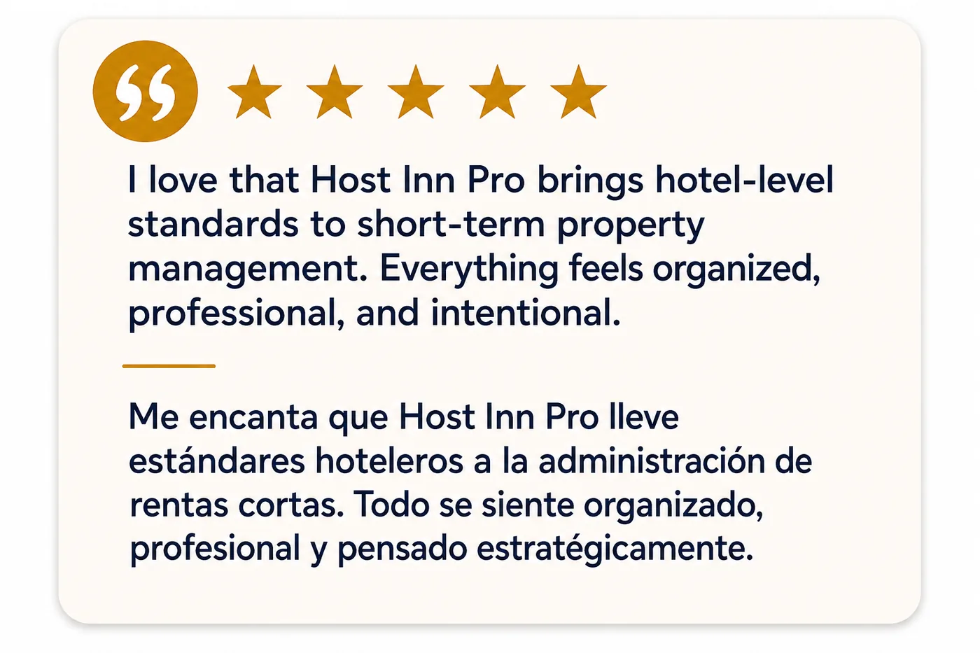 Owner testimonial about hotel-level standards