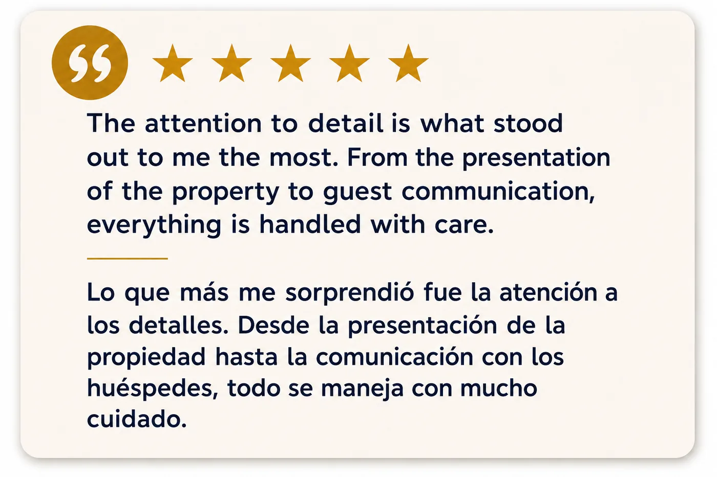 Owner testimonial about attention to detail